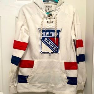 NY Rangers Vintage Style Lace Up Hoodie Women's